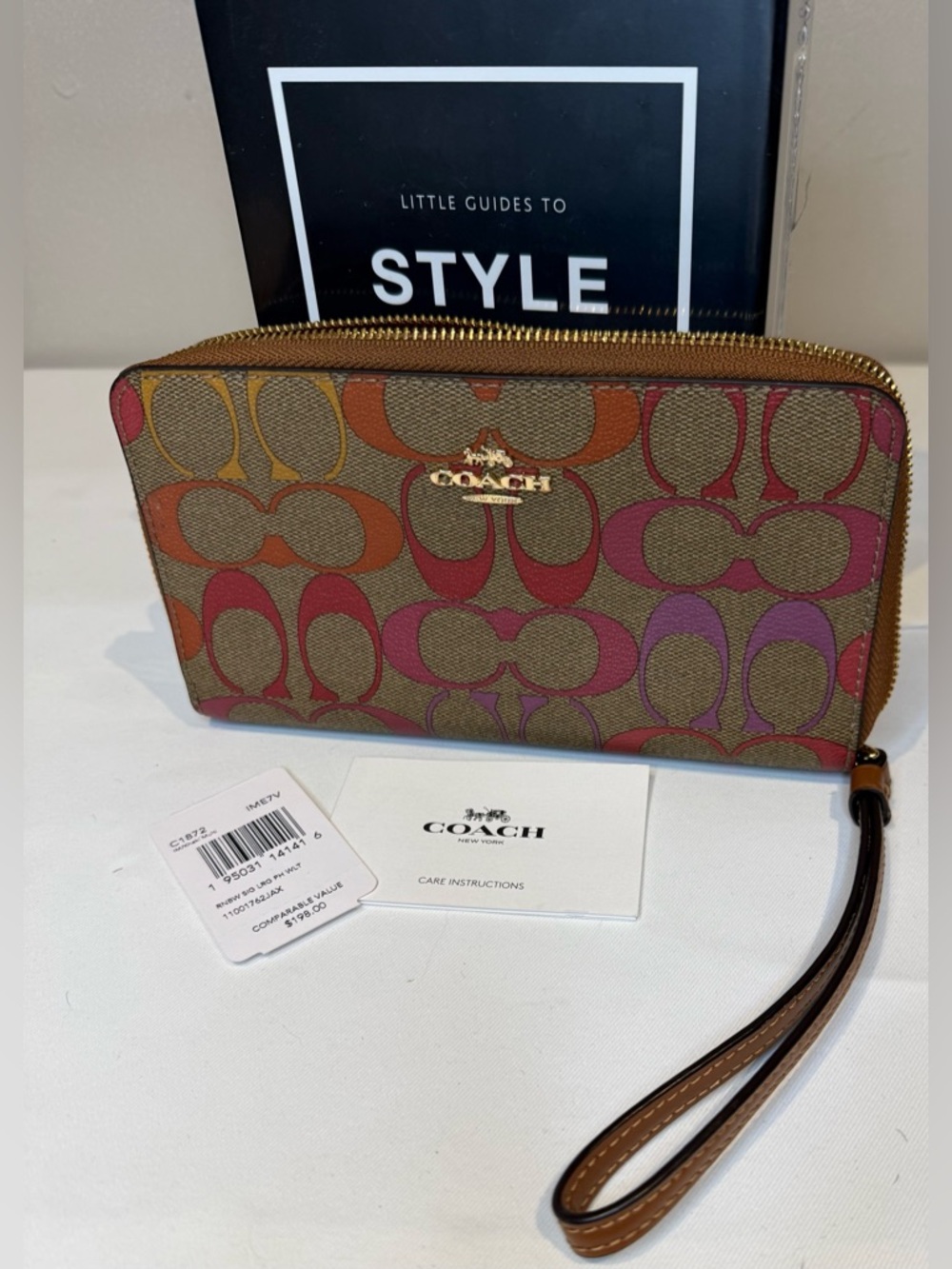 COACH Signature Multi-Color Zip Wristlet Phone Wallet 20’ C1B72